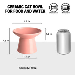 KITCHENLESTAR ceramic cat bowl pink top view highlights sturdy, non-porous material for clean dining