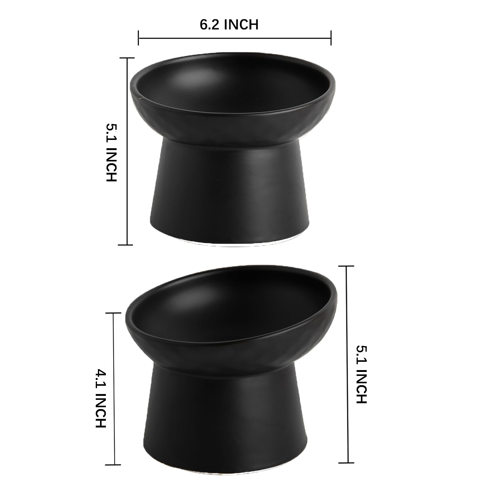 KITCHENLESTAR elevated cat bowl backflow-6inch for comfortable feeding position.