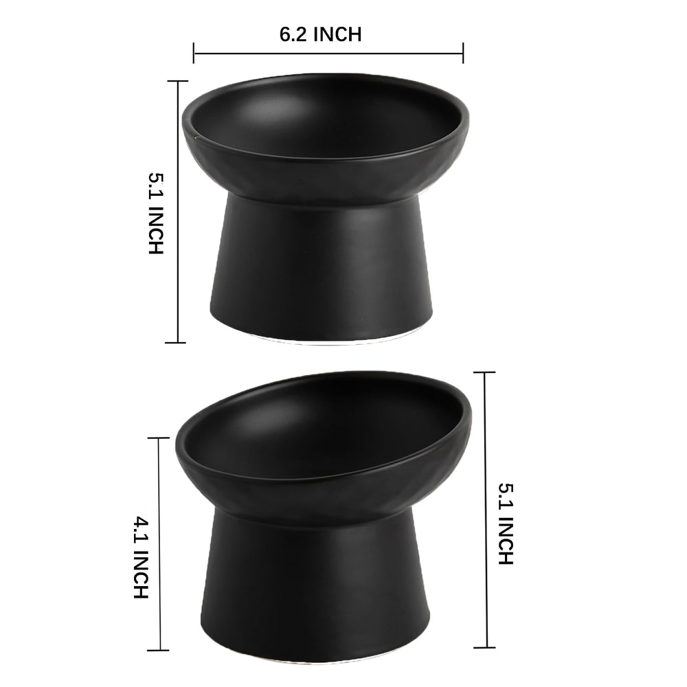 KITCHENLESTAR elevated cat bowl backflow-6inch for comfortable feeding position.