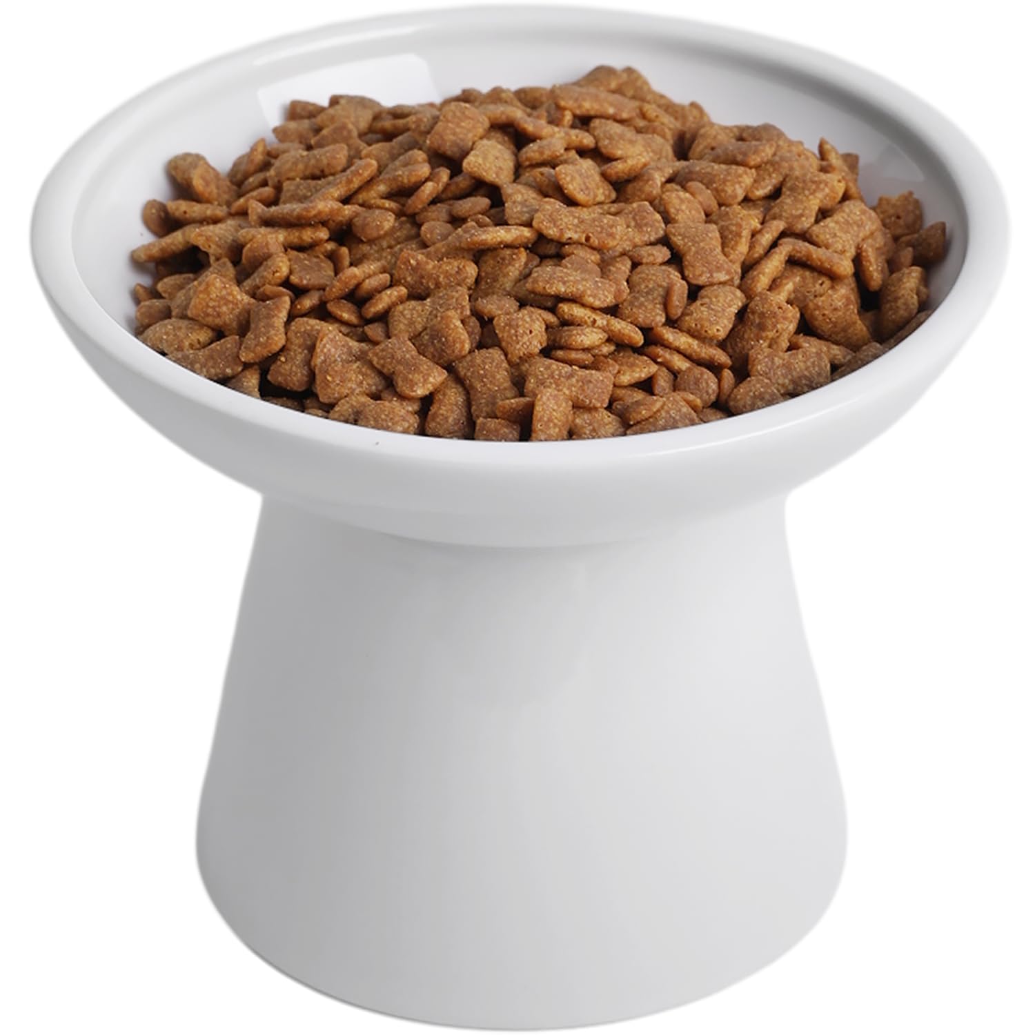KITCHENLESTAR elevated cat bowl with wide opening supports whisker-friendly feeding.