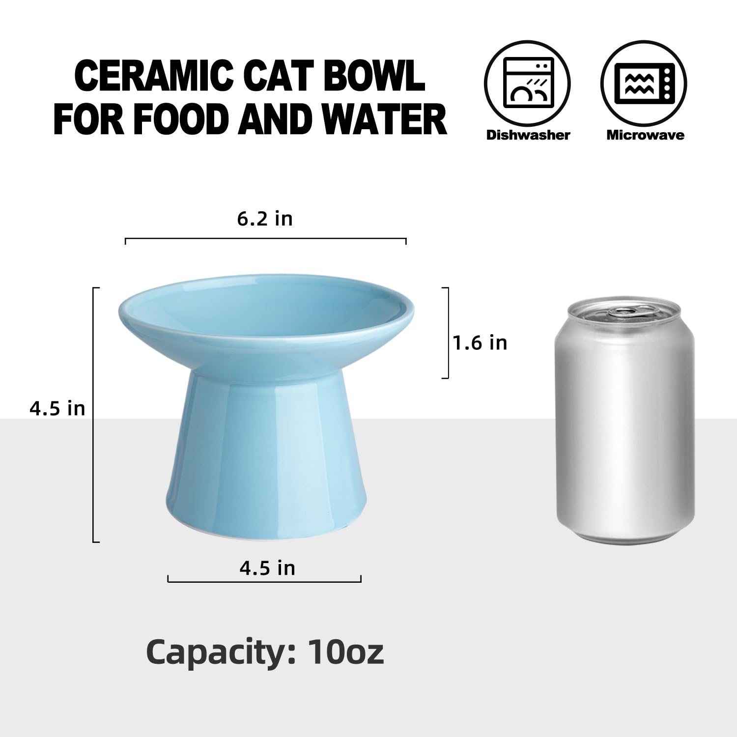 KITCHENLESTAR elevated ceramic water bowl closeup highlighting non-absorbent ceramic for clean feeding.