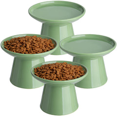 KITCHENLESTAR elevated cat bowls green set for whisker-friendly meals.
