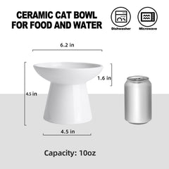 kitchenlestar-elevated-cat-bowls-side-view-white shows stable height for comfortable dining.