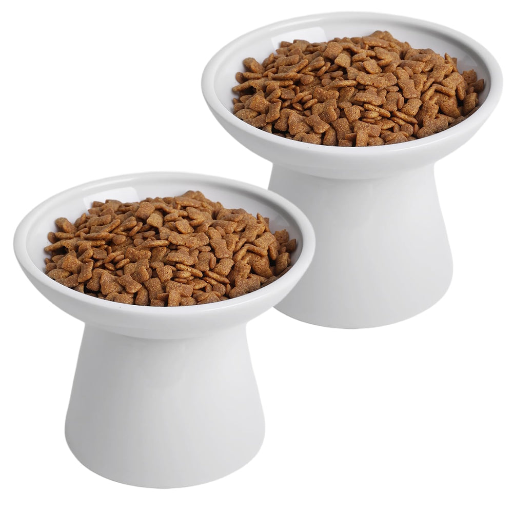 KITCHENLESTAR elevated-cat-bowls-wide-assembly-white enables easy feeding for larger pets.