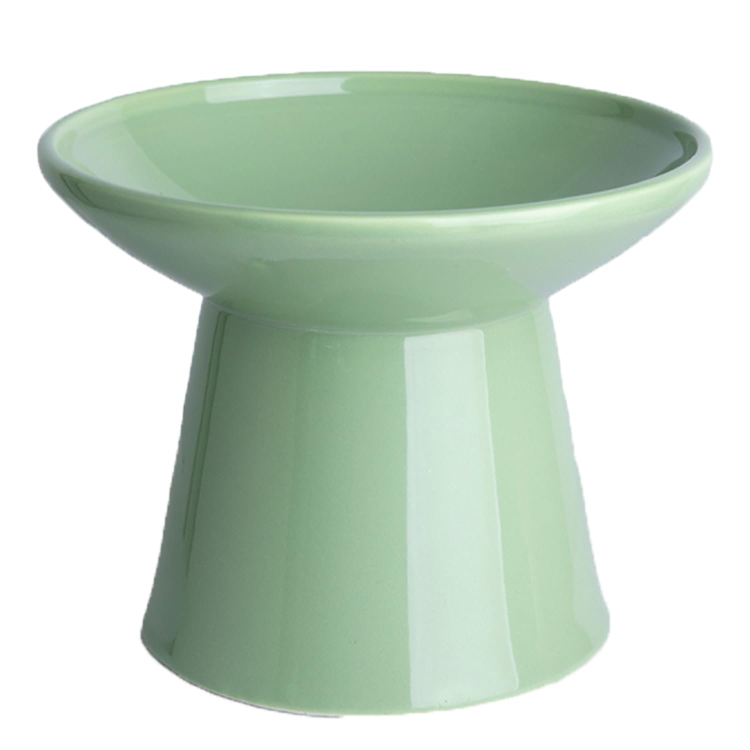 KITCHENLESTAR raised cat bowl green front view aids comfortable eating for senior cats