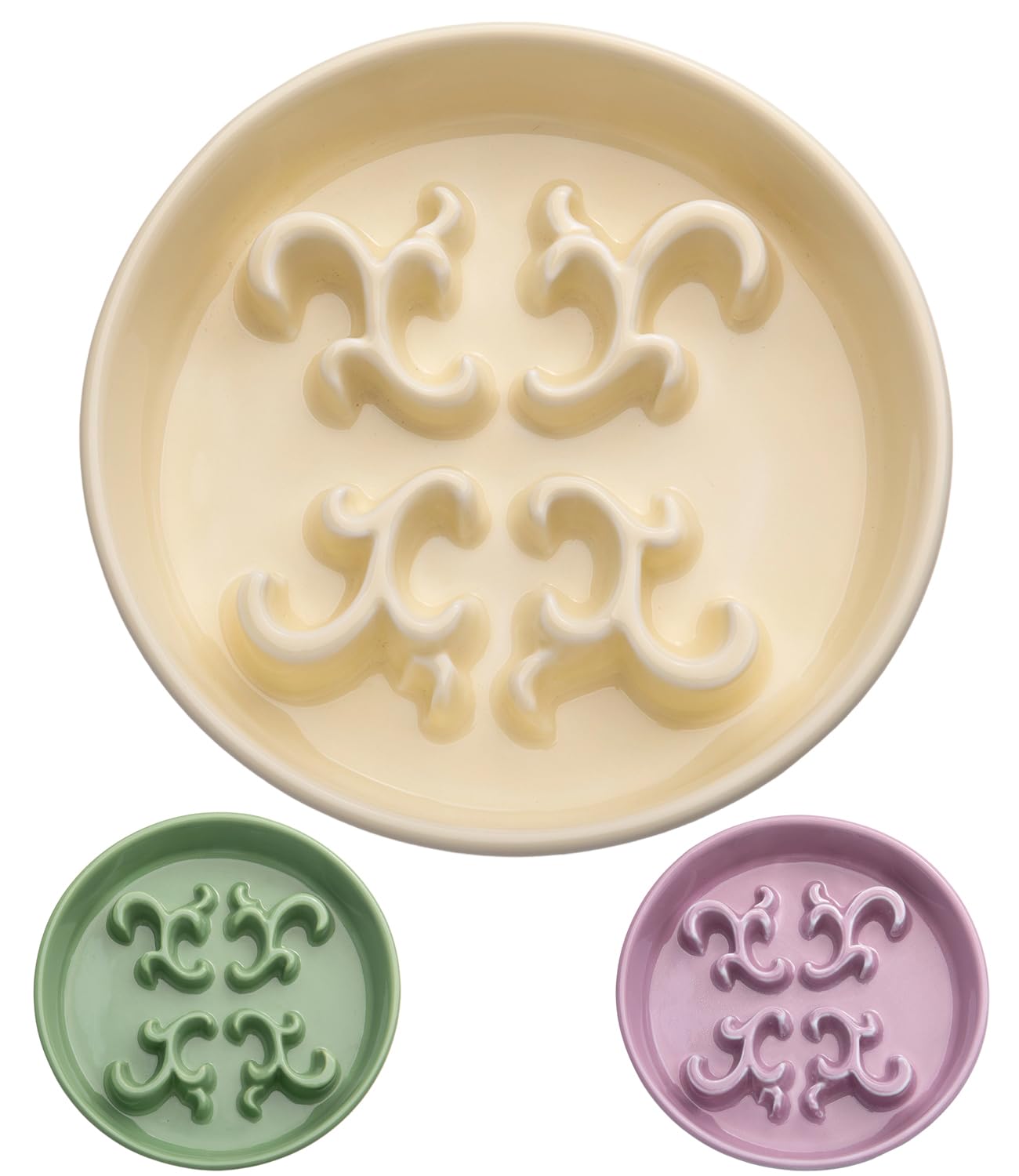 KITCHENLESTAR slow feeder bowl yellow shows 0.6 cup capacity for small pets.