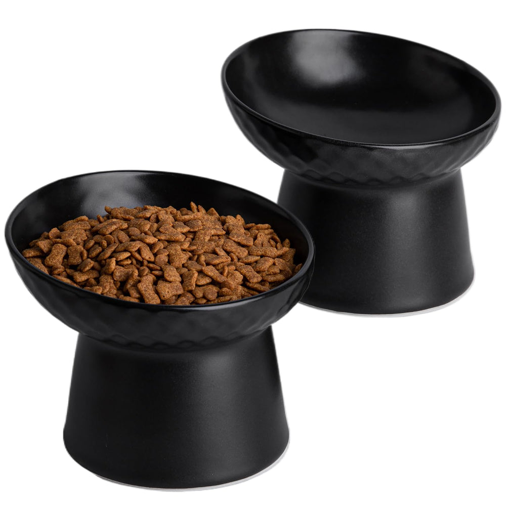 KITCHENLESTAR tilted 6inch black cat bowl improves posture and reduces mess.