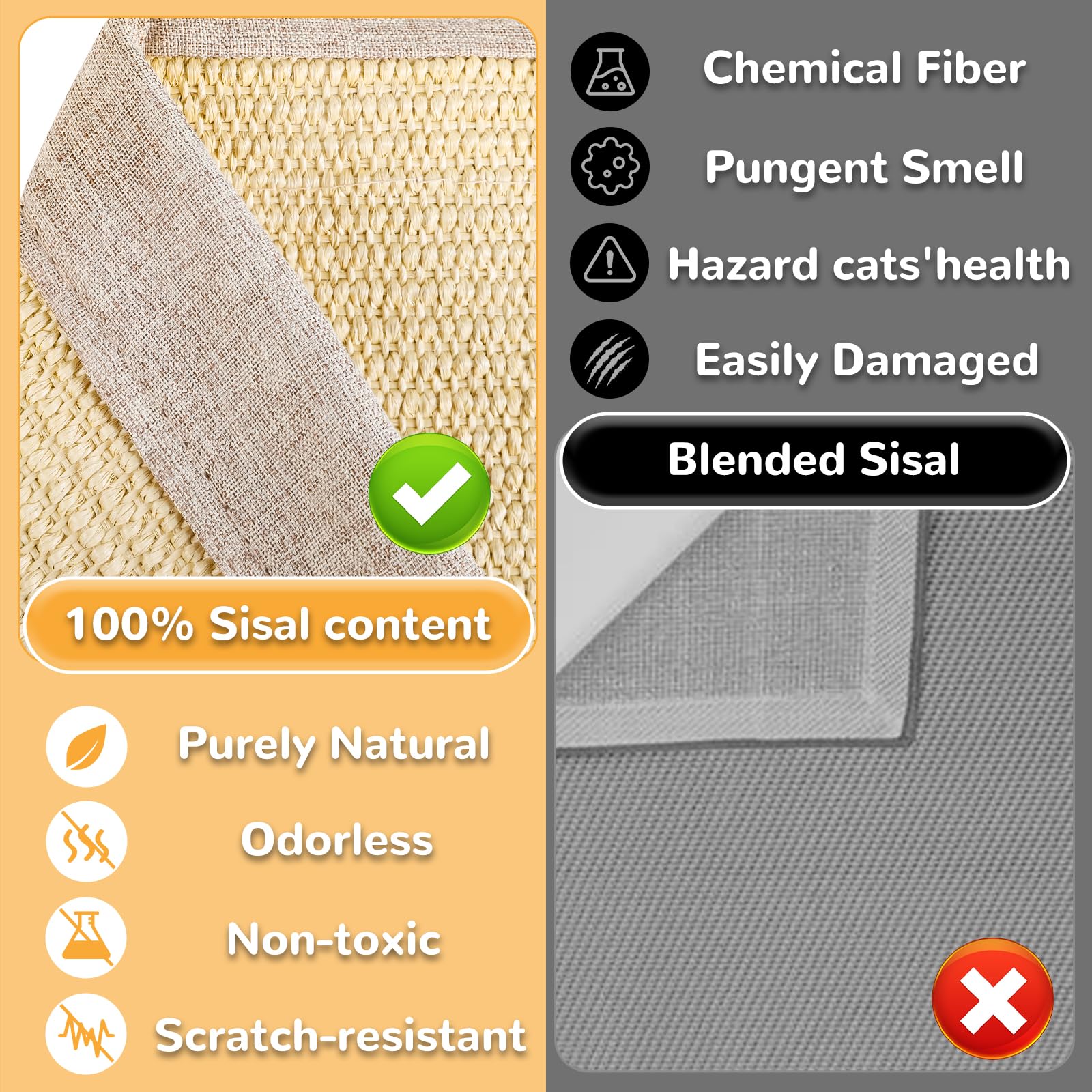 KitchMingle durable sisal post lasts longer than cardboard scratchers for kittens.