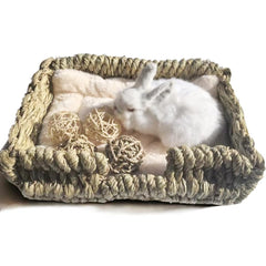 KitKni Natural Seaweed Pet Bed front view shows cozy den for small pets