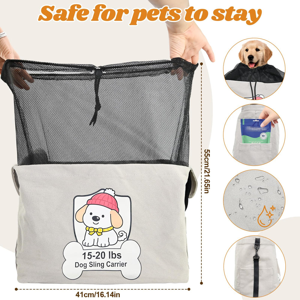 Kitliog Dog Sling Carrier bottom panel with hard base and plush cushion for secure support.