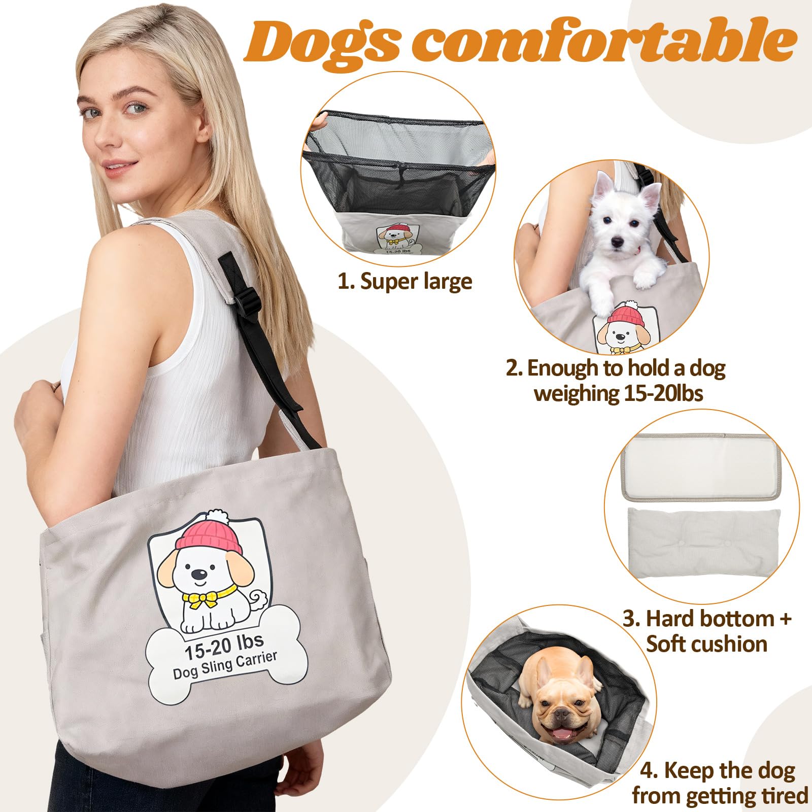 Kitliog Dog Sling Carrier worn on the front, showcasing hands-free convenience.