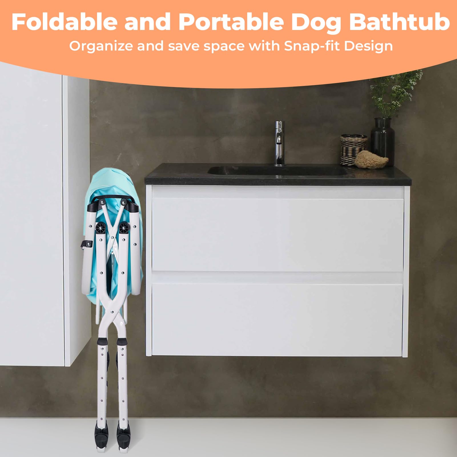 KITPLUS anti-slip traction keeps pets steady during washing sessions.