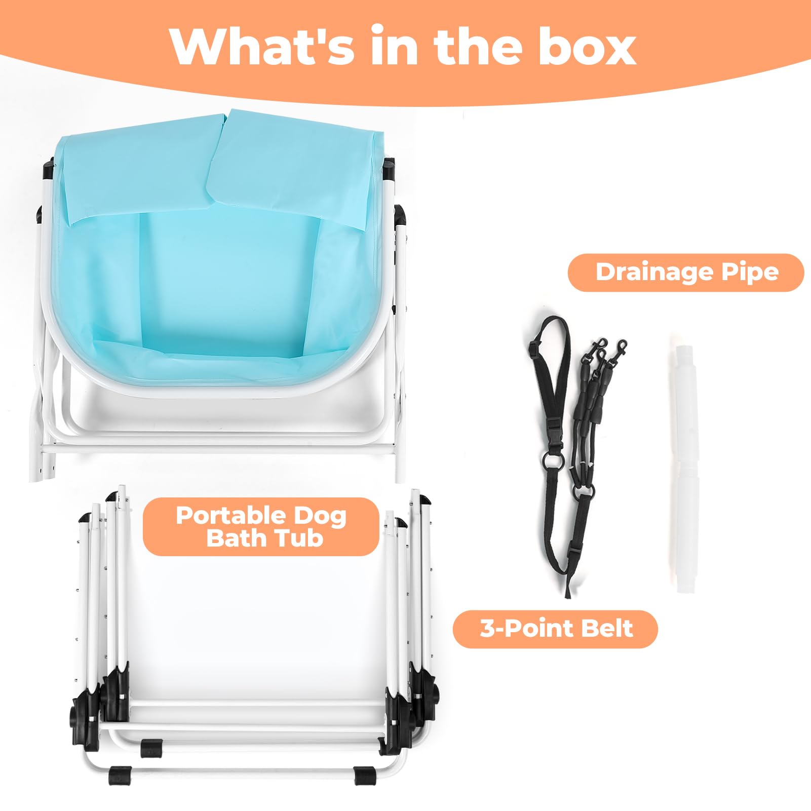 KITPLUS spacious interior fits large dogs comfortably during baths.