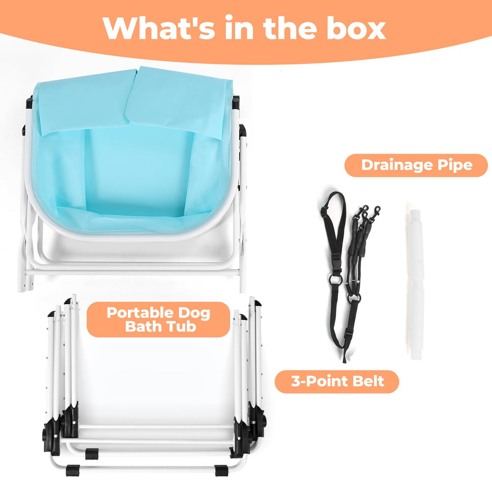 KITPLUS spacious interior fits large dogs comfortably during baths.