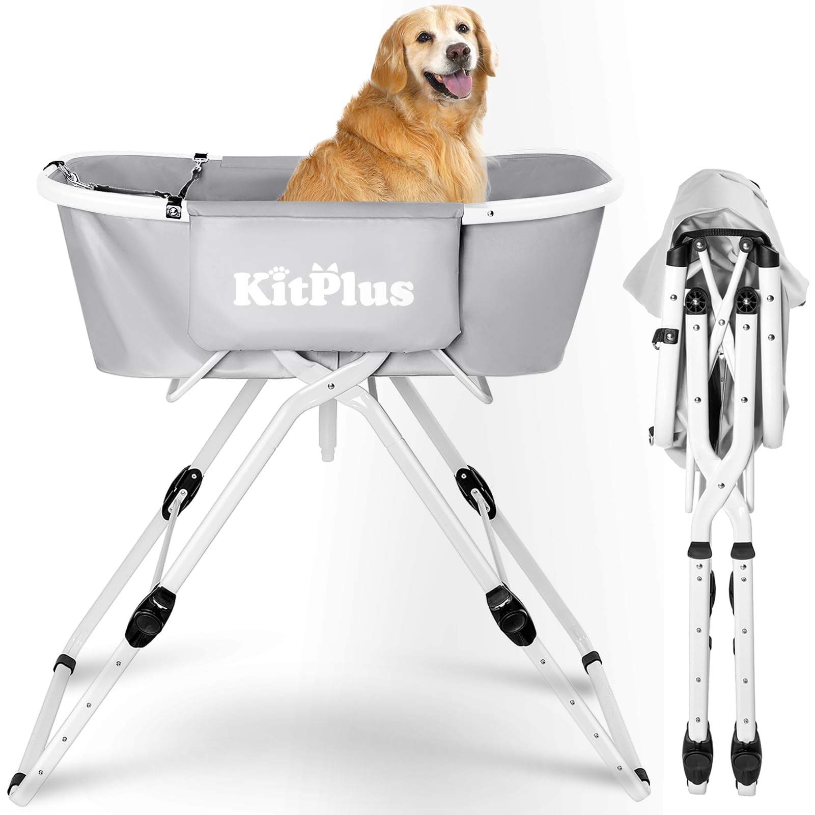 KITPLUS portable dog bathtub folded for compact storage and travel.