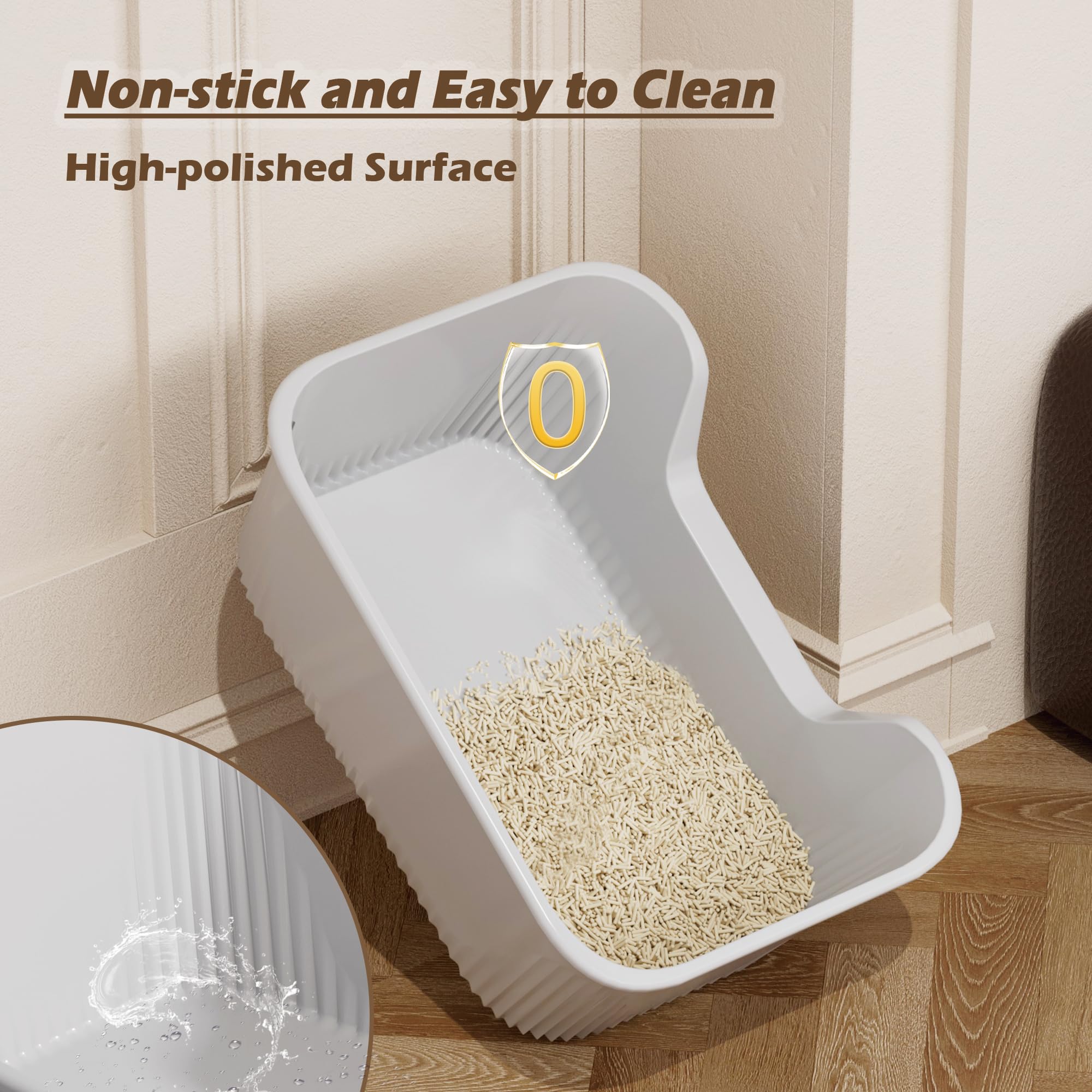 Kittenhood large cat litter box cleaning shows smooth one-piece surface