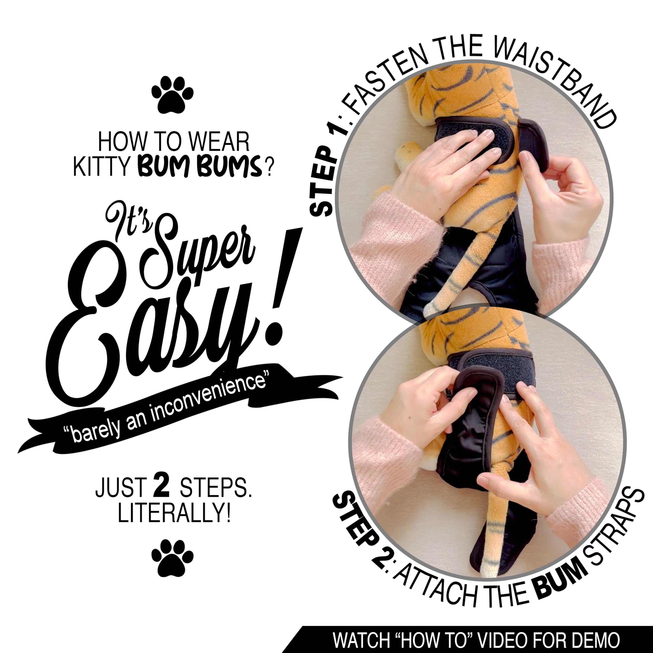 Kitty BumBums tail-friendly design supports movement and balance.