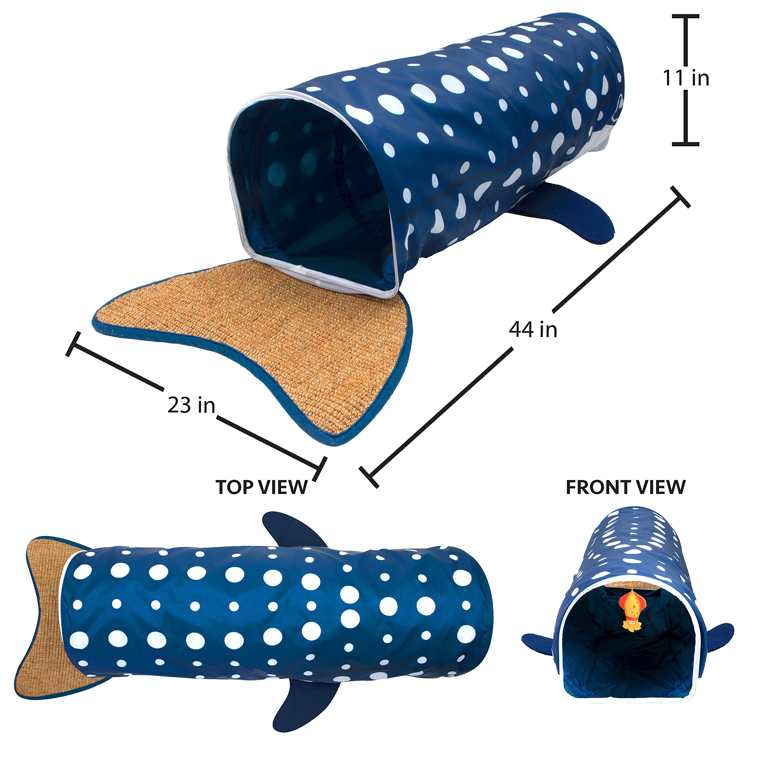 Kitty City Whale Shark Tunnel dimensions help plan space for play.