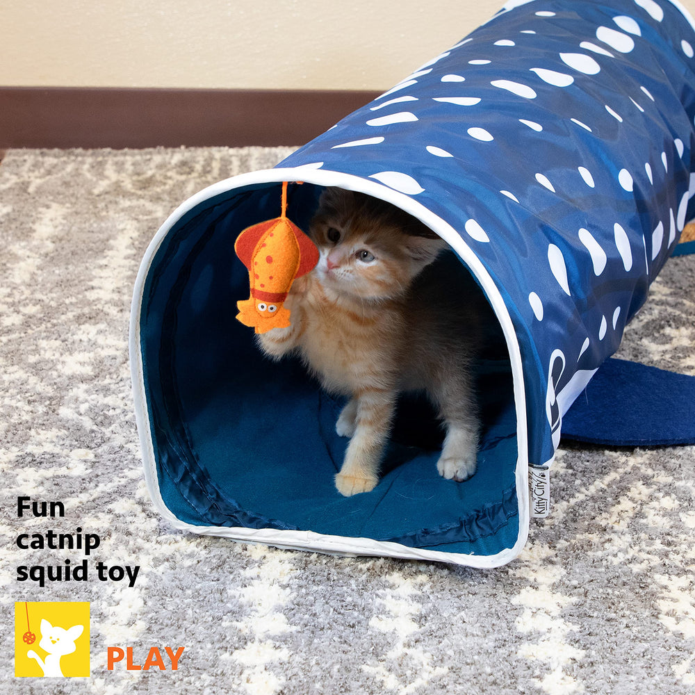 Kitty City Whale Shark Tunnel pop-open setup saves time and space.
