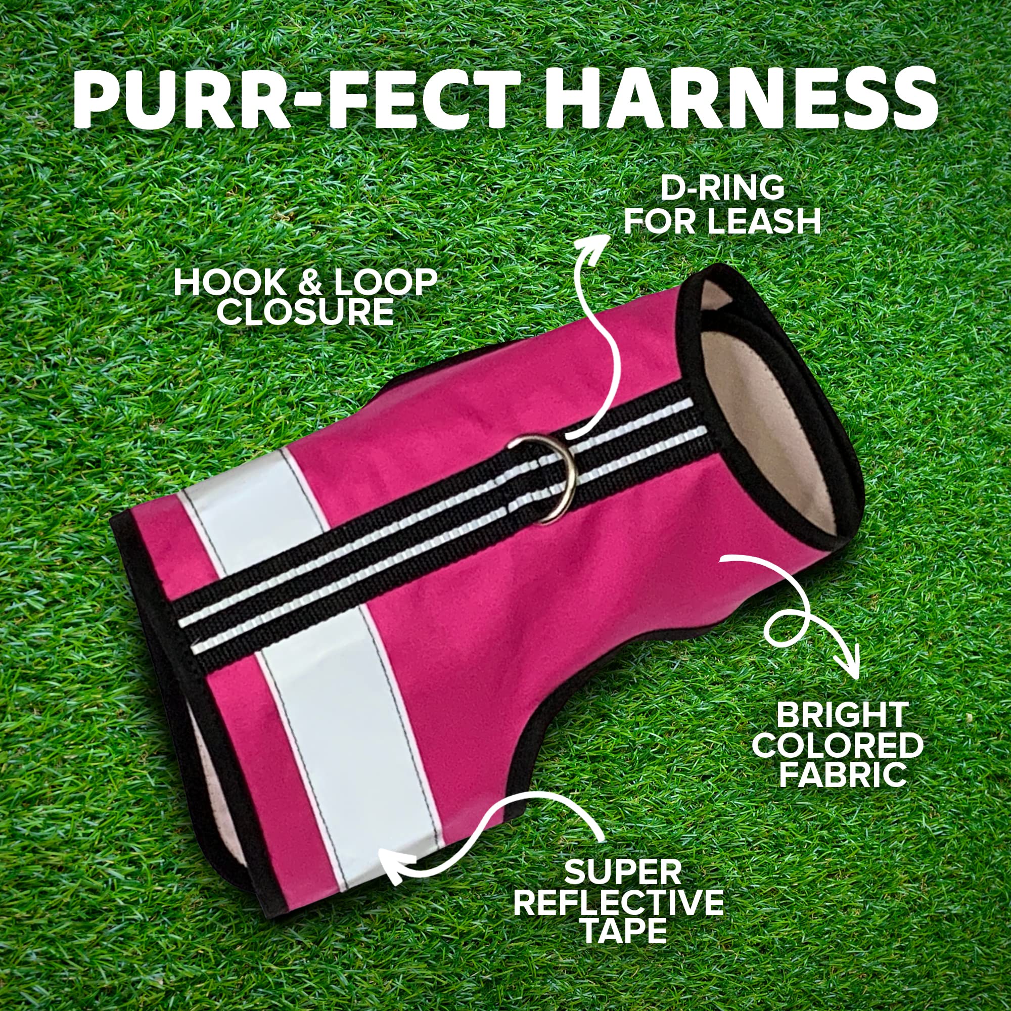 Kitty Holster Reflective Harness at dusk showing high visibility.