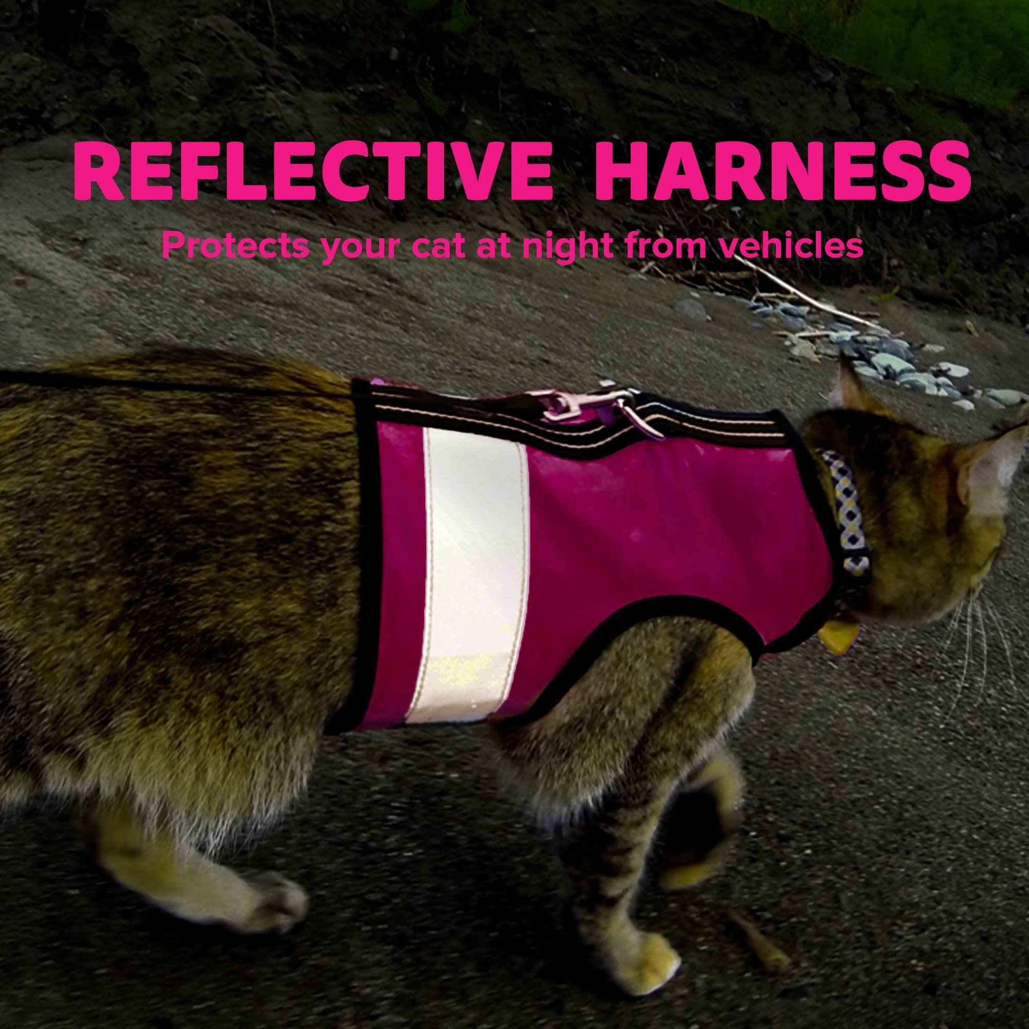 Kitty Holster Reflective Harness washed to emphasize easy-care cotton.