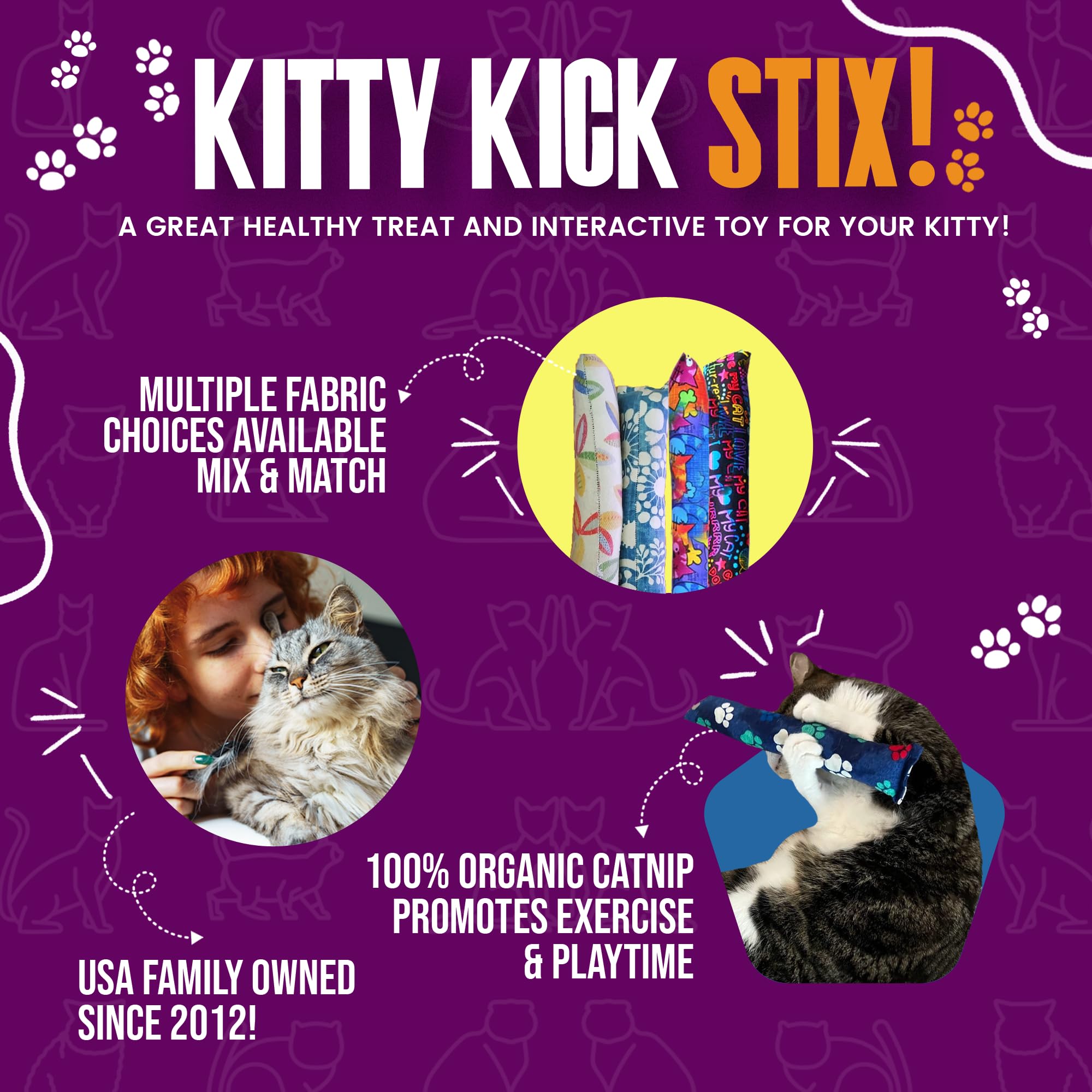 Kitty Kick Stix durable double-stitched construction built to withstand active games.