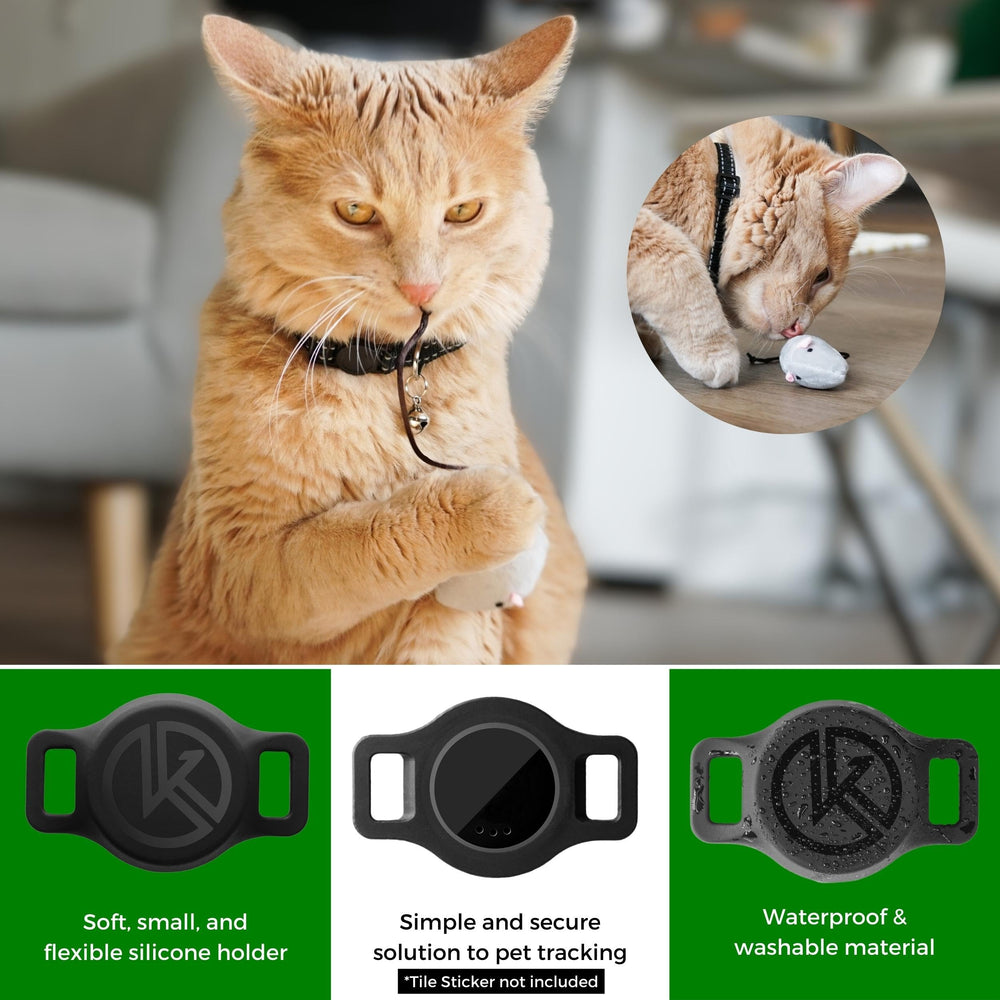 Kitty Kompass Tile Sticker Holder Collar bell helps locate your cat by sound.