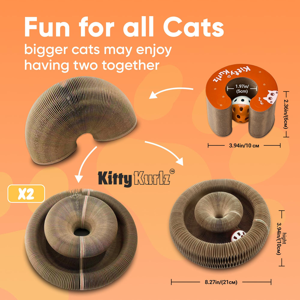 Kitty Kurlz reversible cardboard scratcher provides dual surfaces for longer scratching