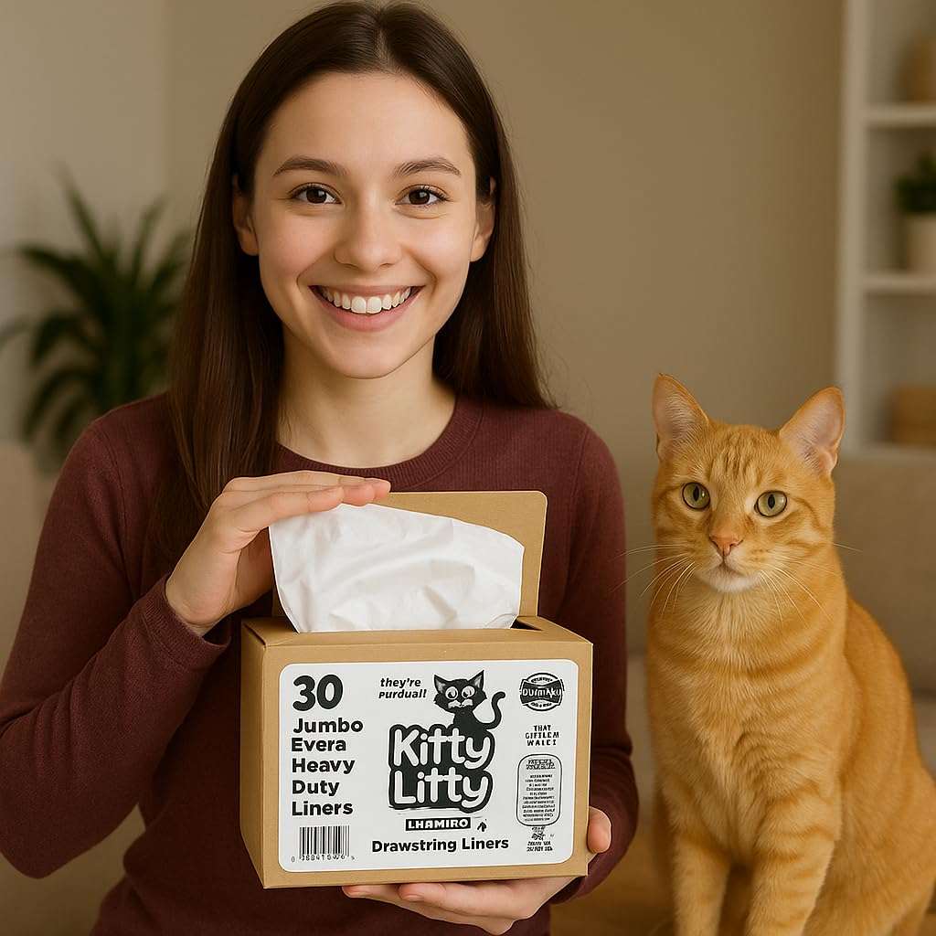 Kitty Litty jumbo pack image shows ready-to-use liners for busy homes.