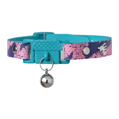 Kittyrama Botanicals Fern cat collar closeup shows soft silicone strap for daily comfort.