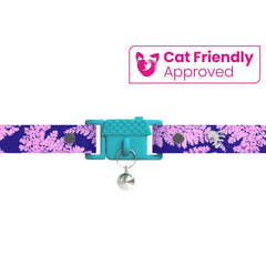 Kittyrama Botanicals Fern cat collar highlights a lightweight waterproof silicone strap.