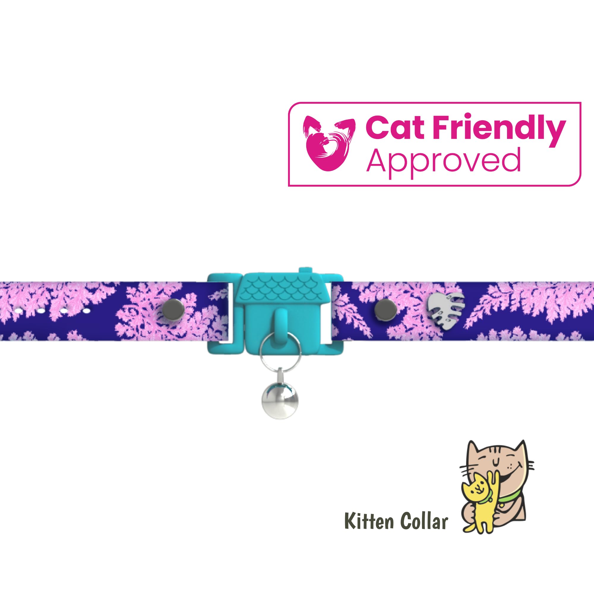 Kittyrama Botanicals Fern Collar buckle detail emphasizes quick-release breakaway safety.