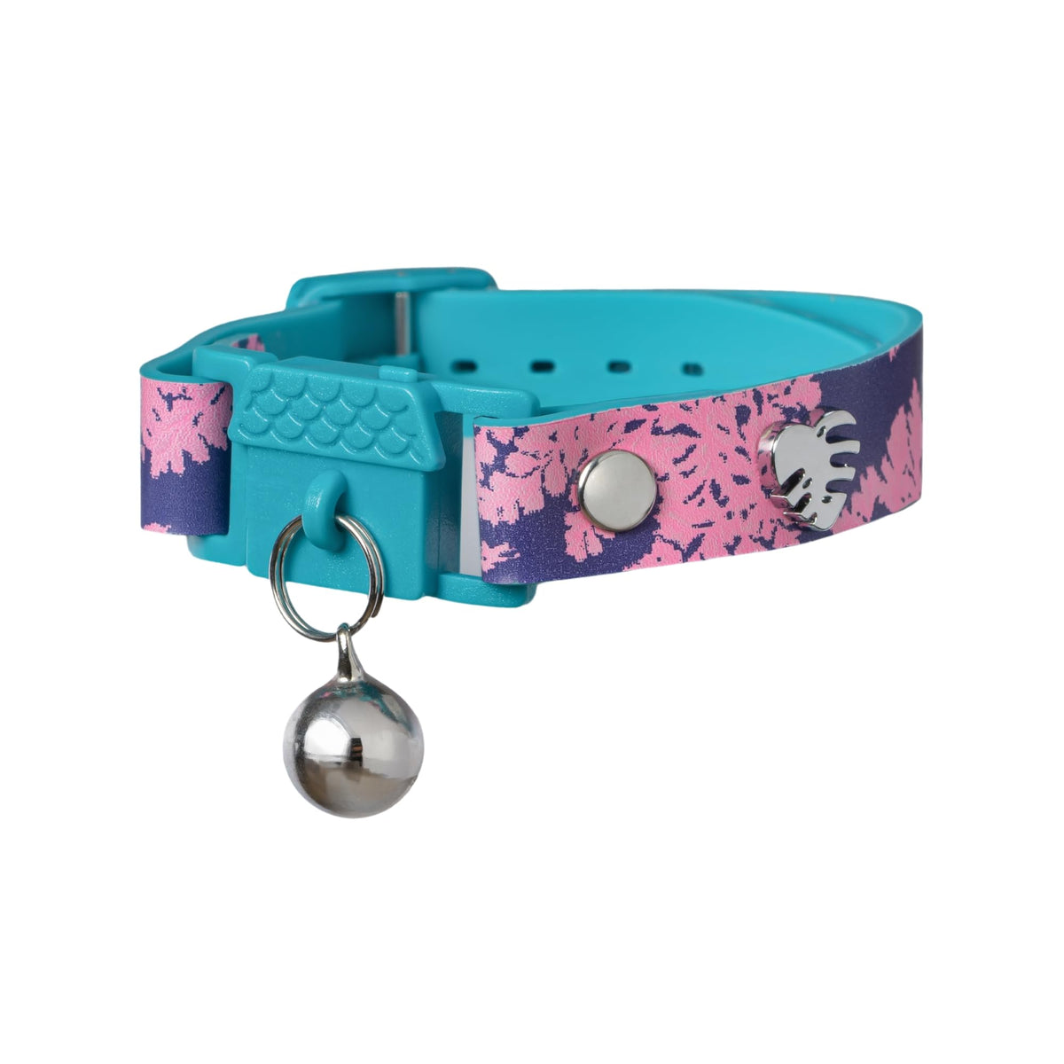 Kittyrama Botanicals Fern Kitten Collar closeup highlights silky-soft silicone strap for daily wear.