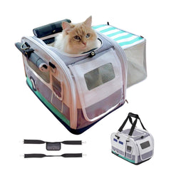 Kittyrama premium soft-sided carrier front view with under-seat airline-ready design.
