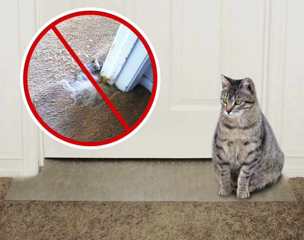 KittySmart Carpet Scratch Stopper in doorway protects carpets from scratching