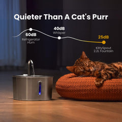 KittySpout stainless-steel-cat-water-fountain multi-cat-use scene demonstrates steady hydration