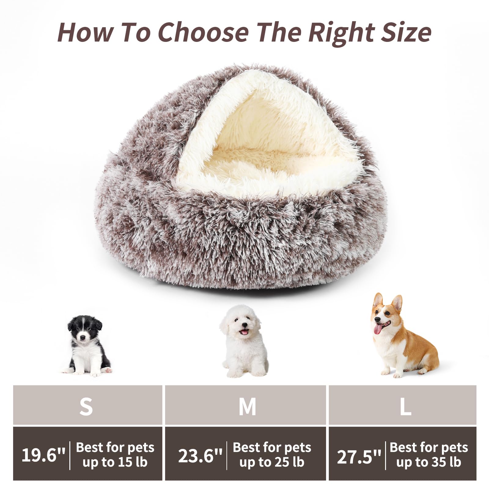 KITTYWOO size guide image showing four sizes for small to medium pets