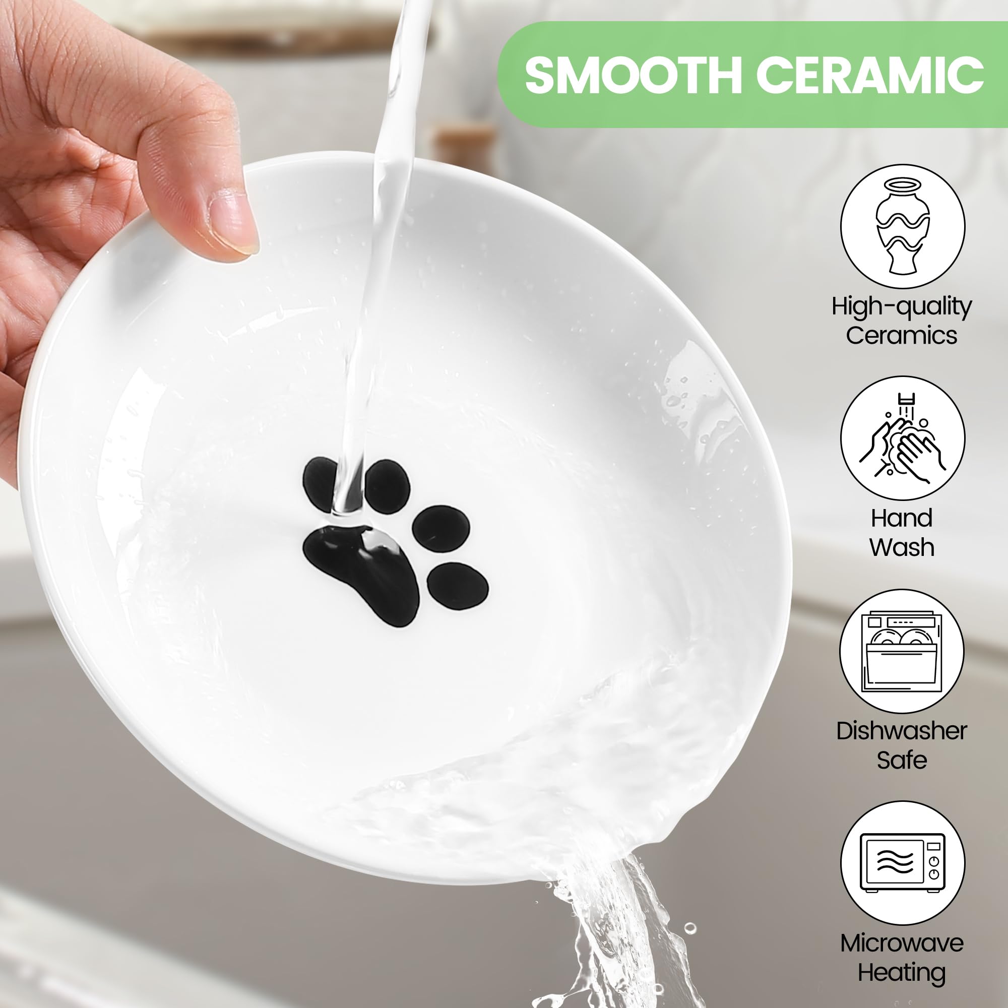 Kitwinney ceramic cat bowls 2-pack; includes durable stand for secure meals.