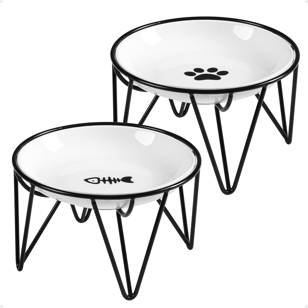 Kitwinney ceramic cat bowls raised stand; comfortable feeding height and stable setup.