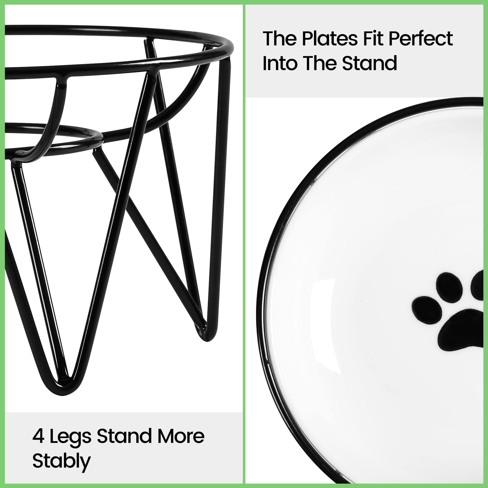 Kitwinney ceramic cat bowls stand-detail; crown-style stand adds elegant feeding area.