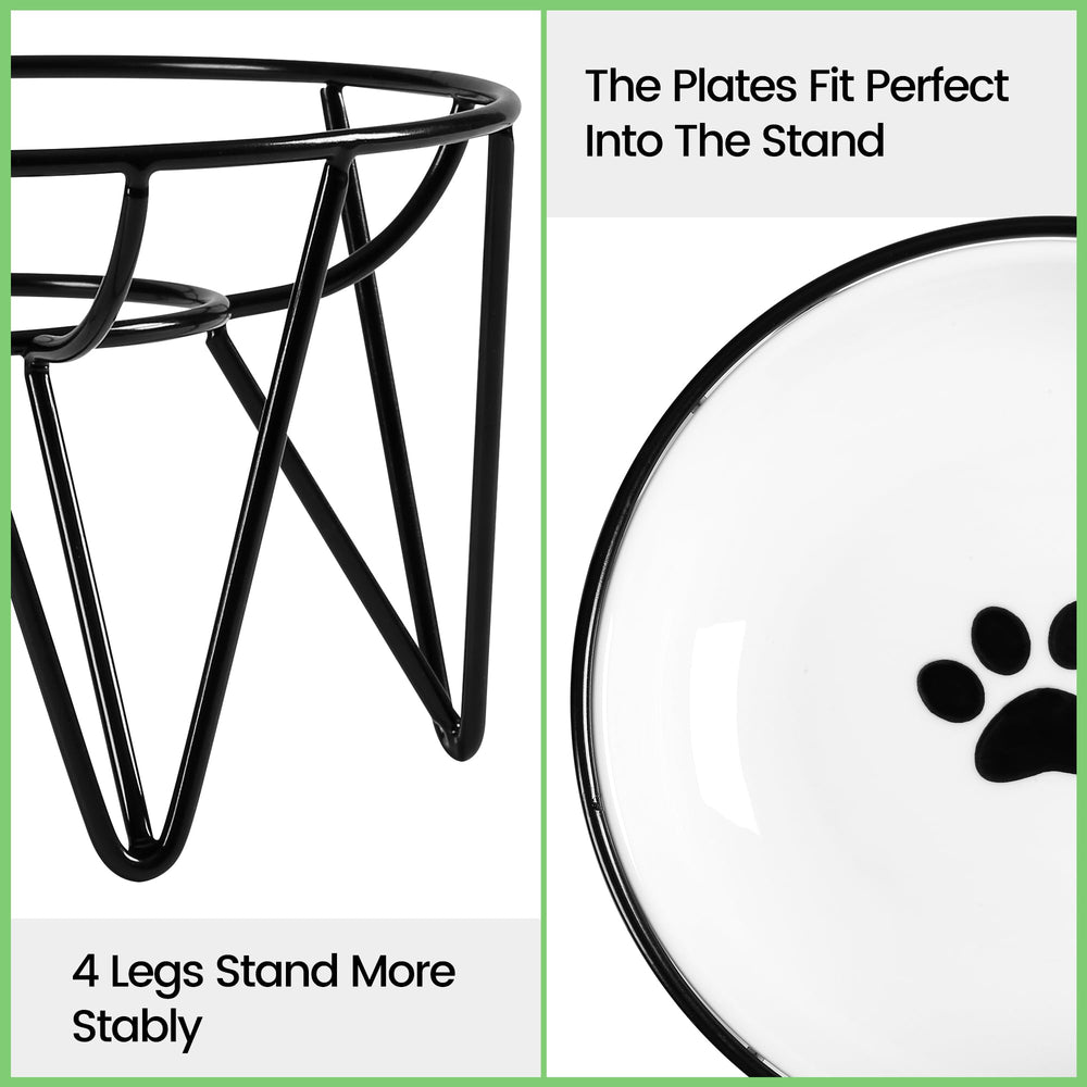 Kitwinney ceramic cat bowls stand-detail; crown-style stand adds elegant feeding area.