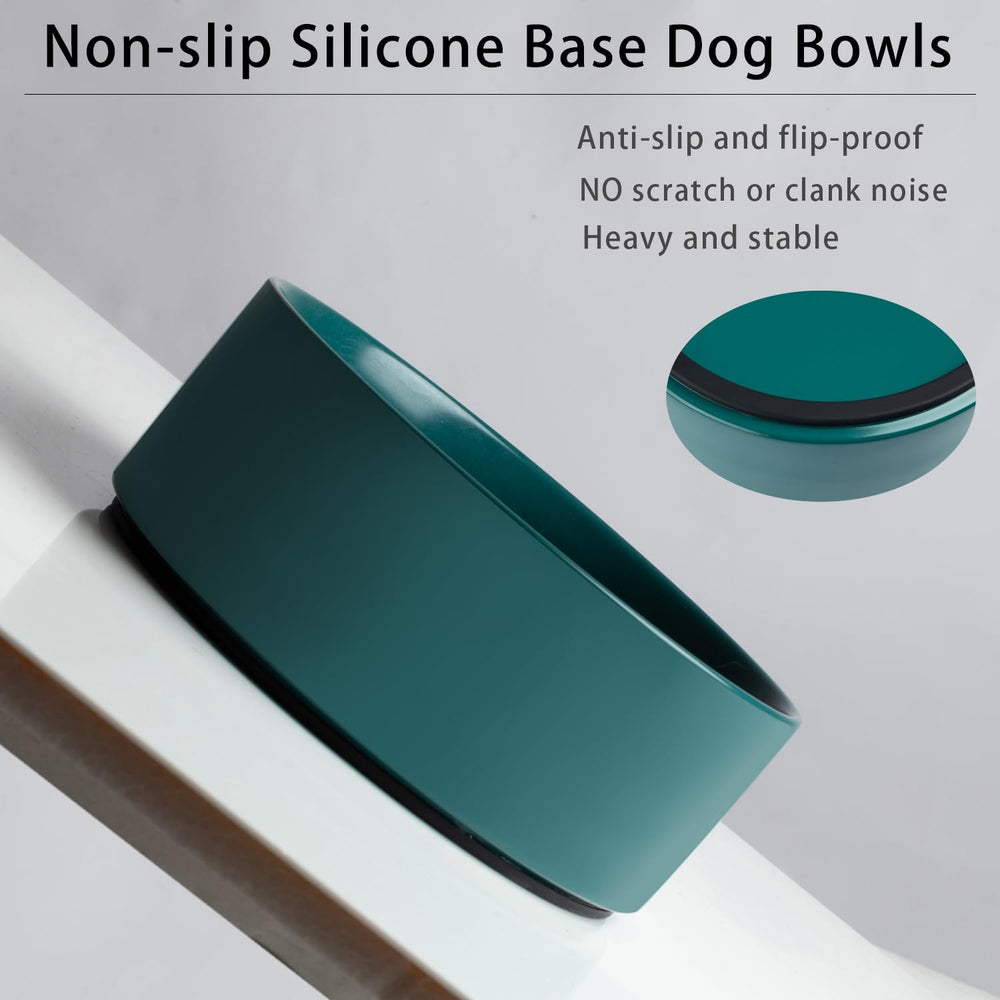 Kitwinney large green bowl deep capacity demonstrates 64oz for kibble or water.