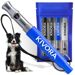 KIVORA dog whistle 4-pack blue for reliable recall and bark control during walks