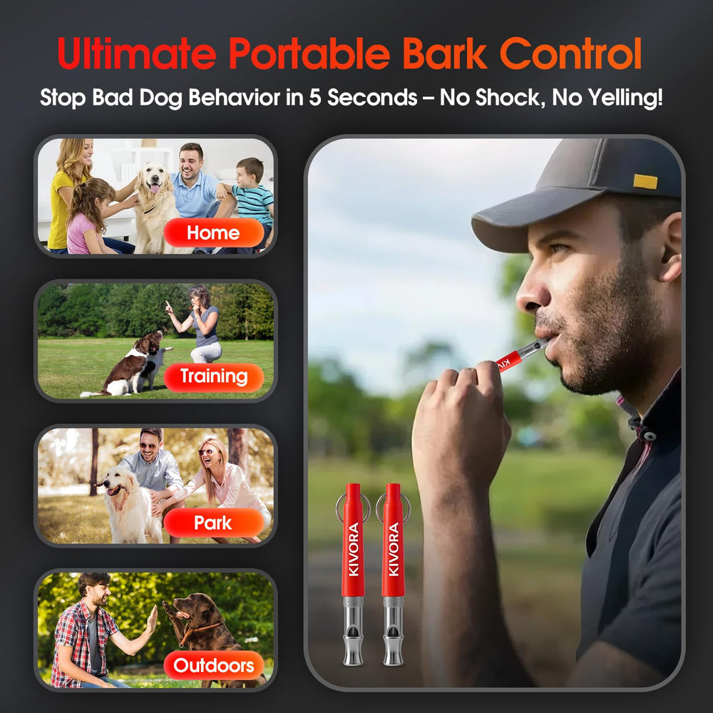 KIVORA dog whistle with recall range up to 4000 ft.