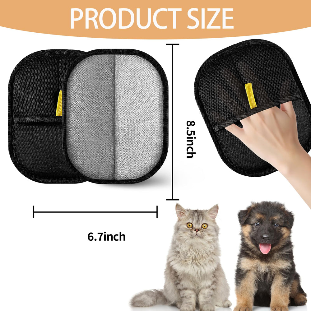 Kivori gloves on car upholstery, lifting fur and lint effortlessly