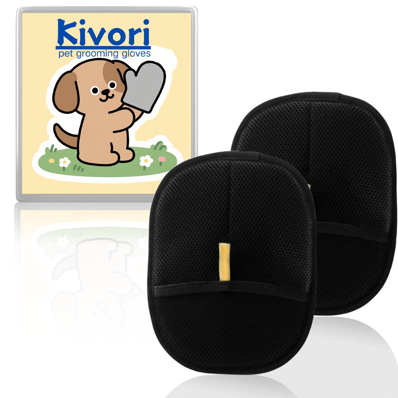 Kivori pet grooming gloves—double-sided design for easy fur removal from fabrics