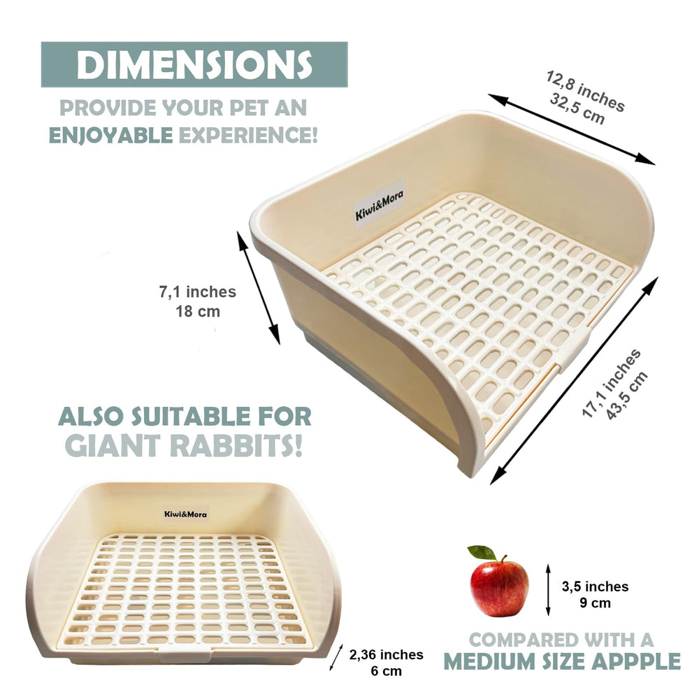 Kiwi & Mora rabbit litter box interior view emphasizes smooth edges and cleanable surfaces.