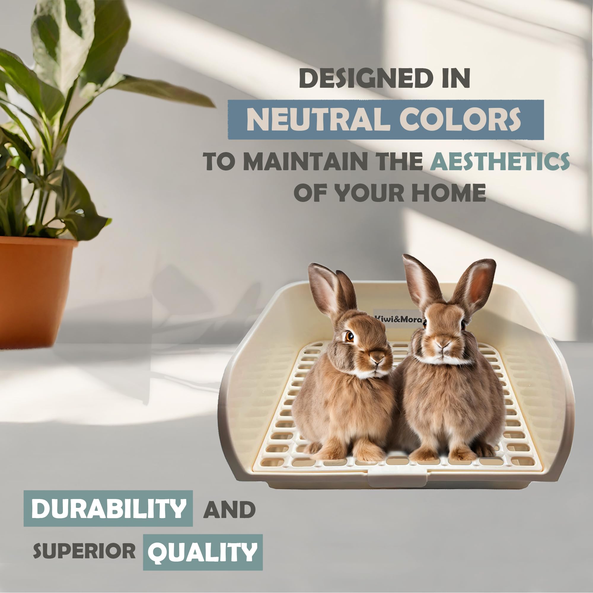 Kiwi & Mora rabbit litter box odor-control feature helps keep rooms fresh.