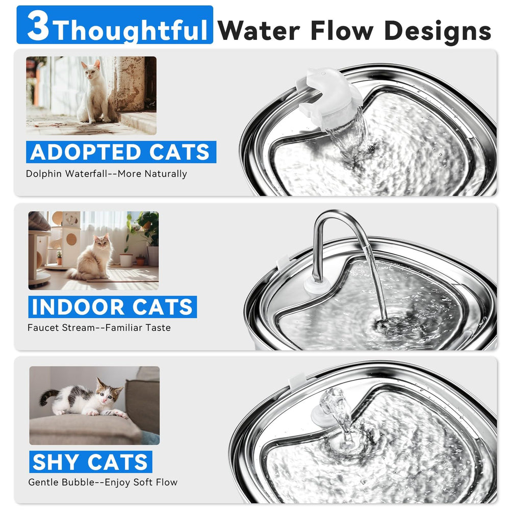 KiwiLove cat fountain stainless steel design emphasizes durability and hygienic materials.
