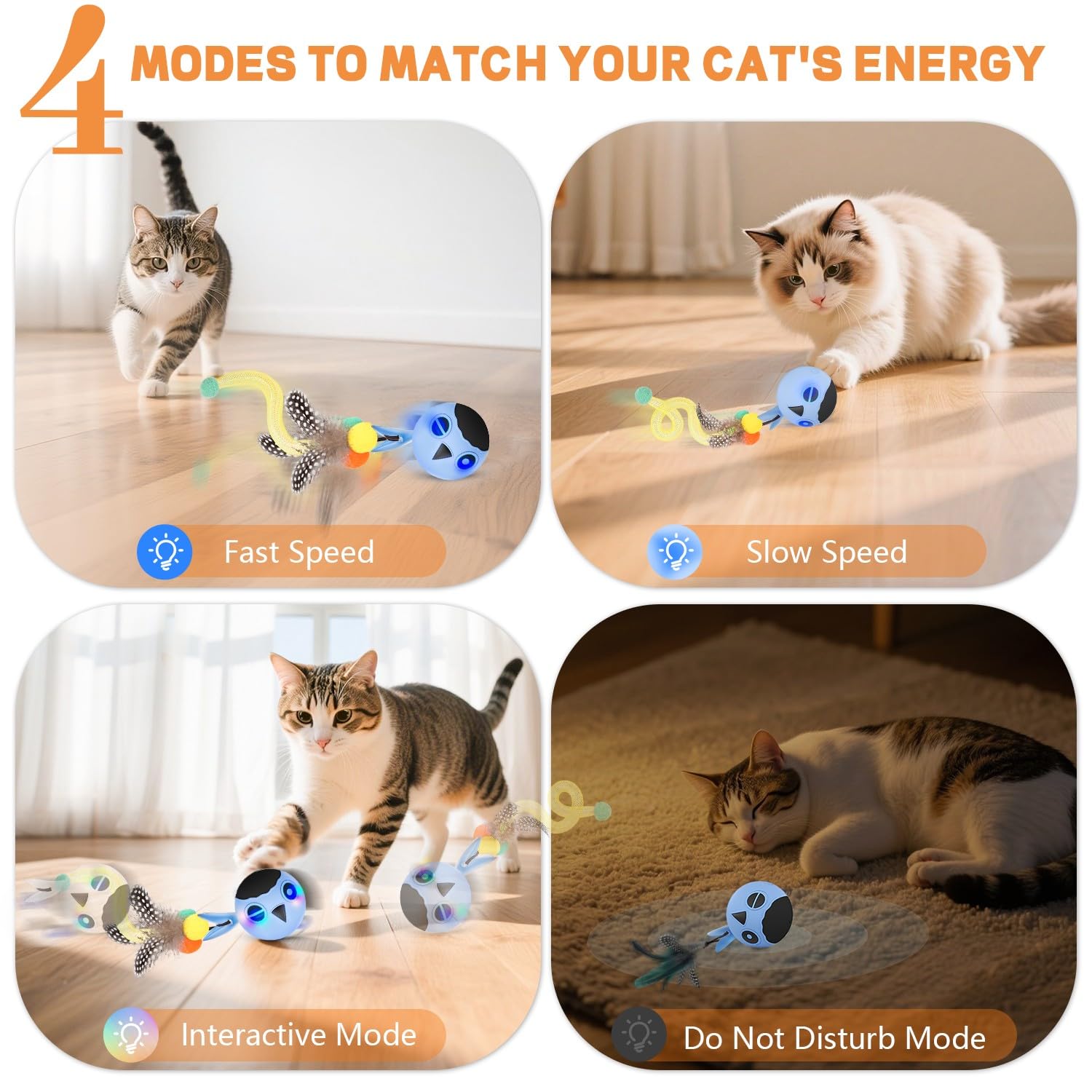 KiwiLove cat toy feather tail chase sparks hunting instincts with lively movement.